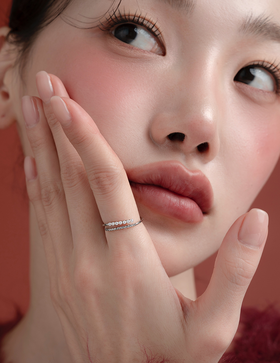 上下交錯感可調式戒指(銀)