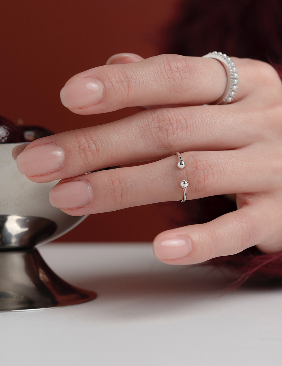 【925純銀】極簡雙珠可調式戒指