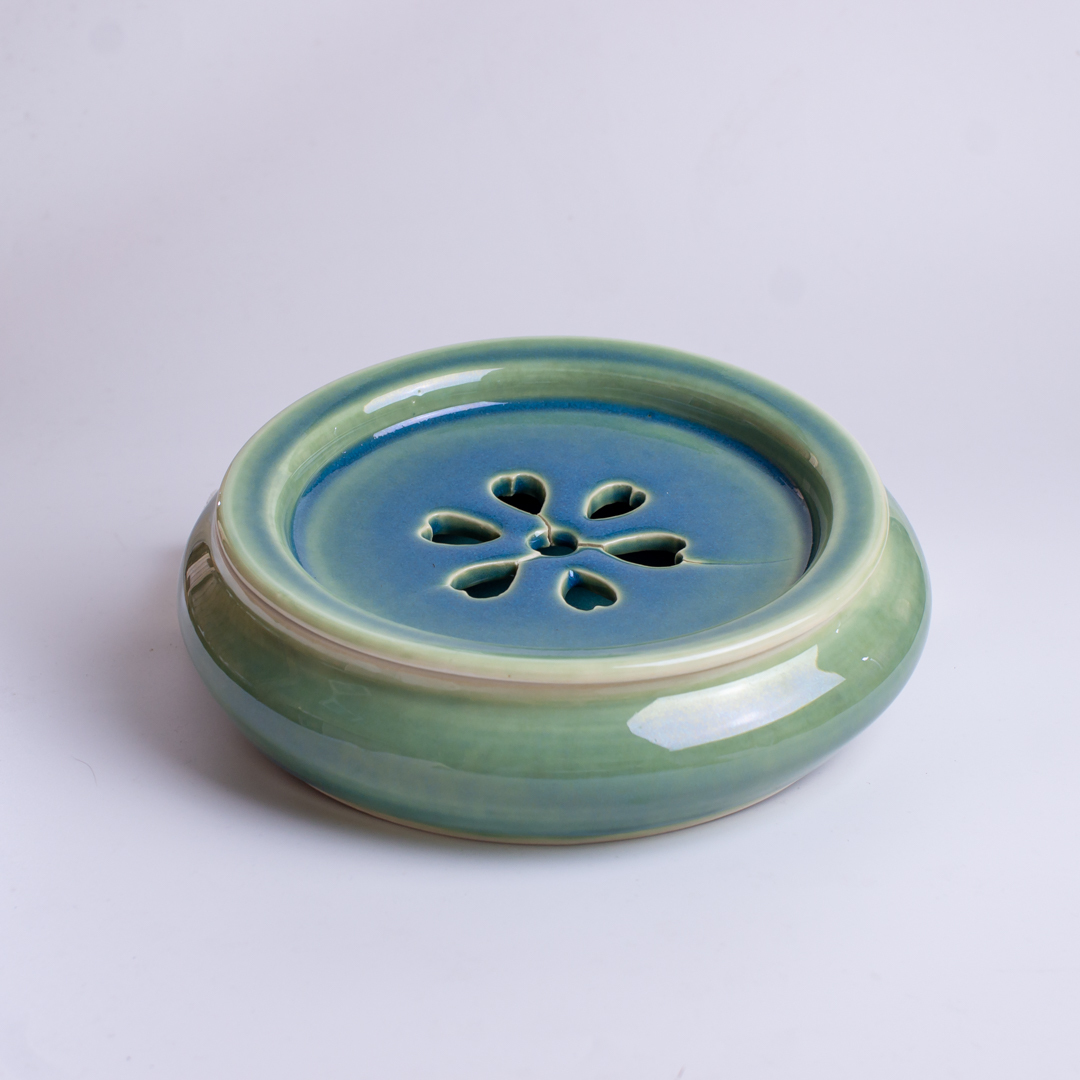 湖水綠小花茶盤