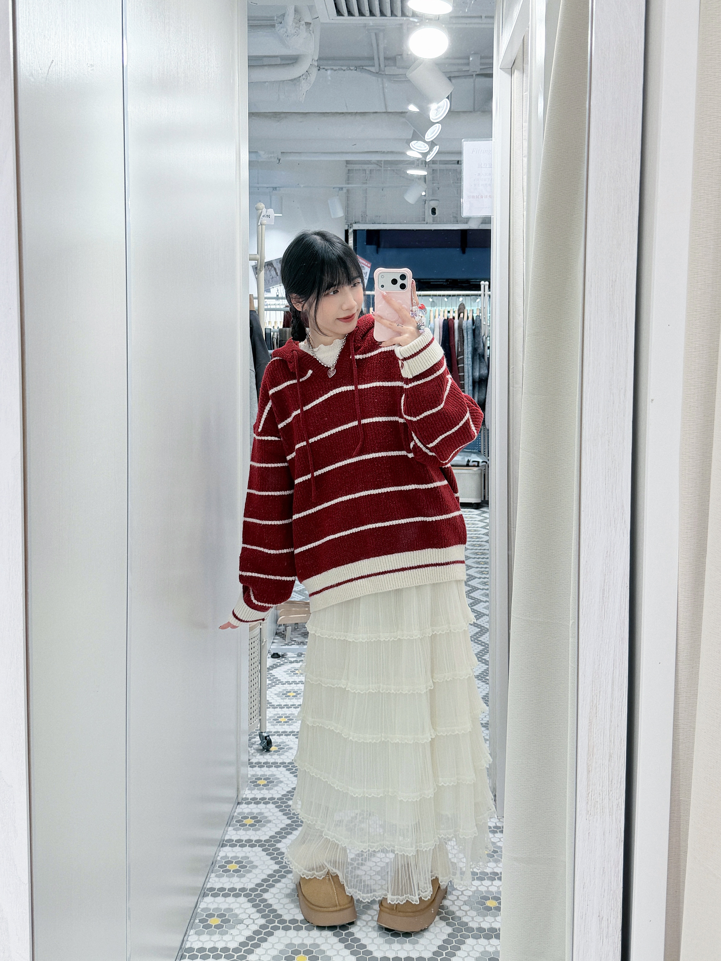 D0500｜小魚仙🧜🏻‍♀️⋆.ೃ࿔*:･ 層層蕾絲邊薄紗長裙