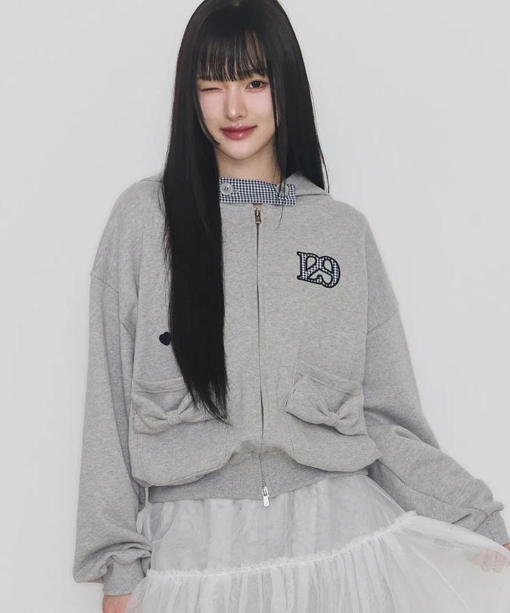 ILLIGO 蝴蝶結格紋連帽外套(3色) FEB