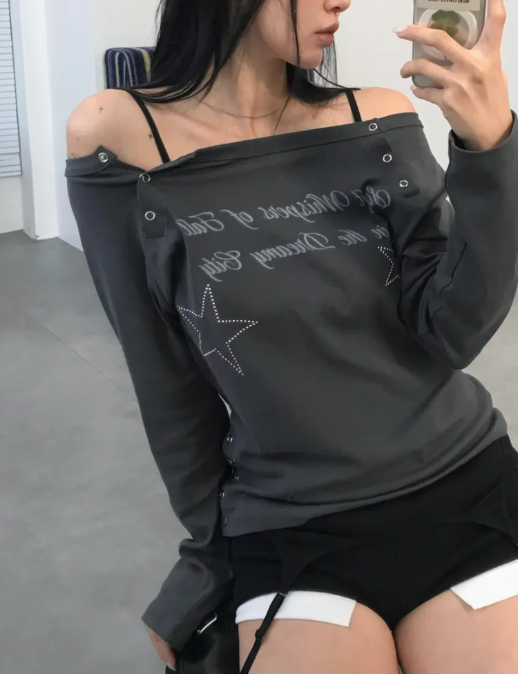 ILLIGO 斜肩鈕扣長袖(3色) FEB