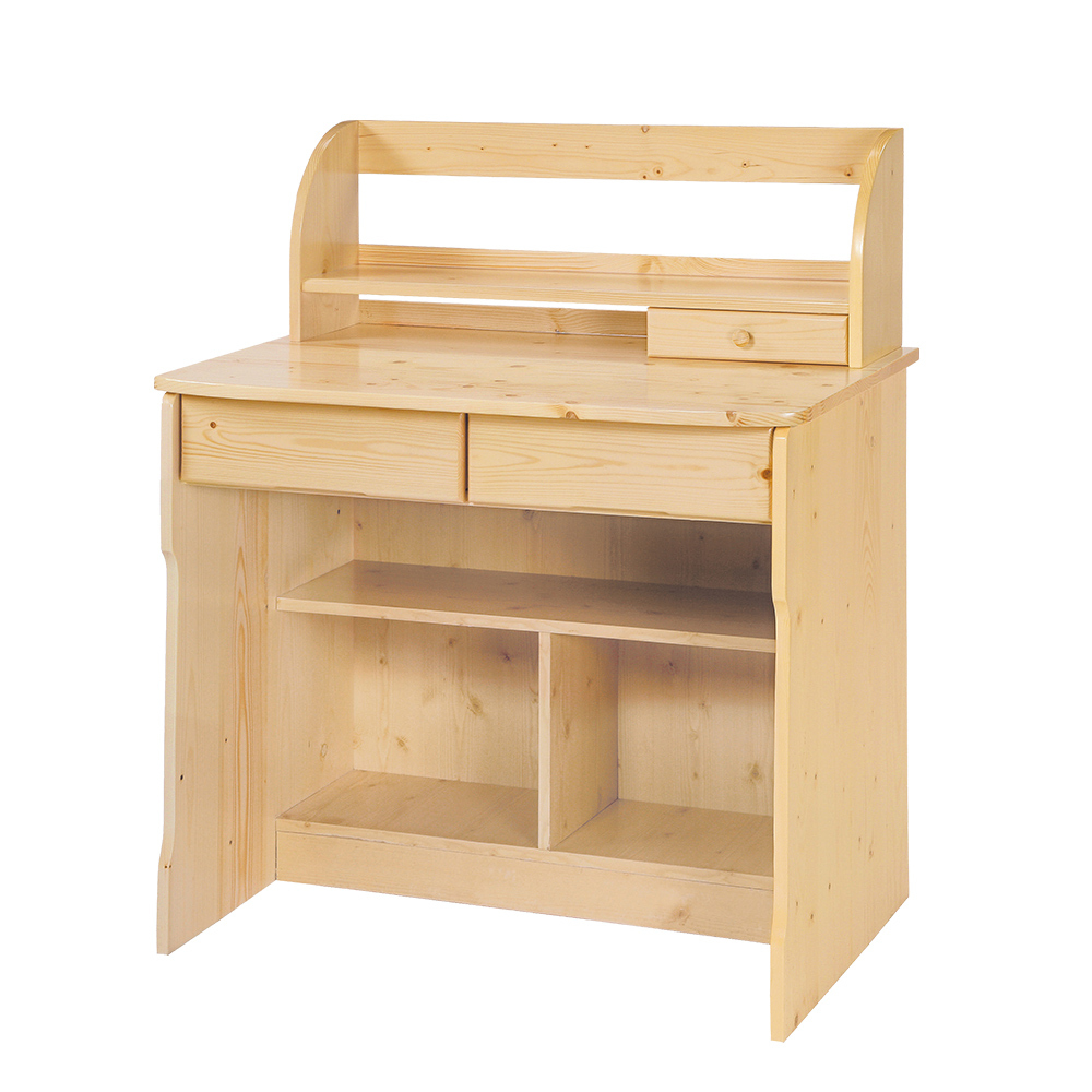 柏蒂家居-雅羅3.1尺書架式二抽收納松木書桌(書架+下座)