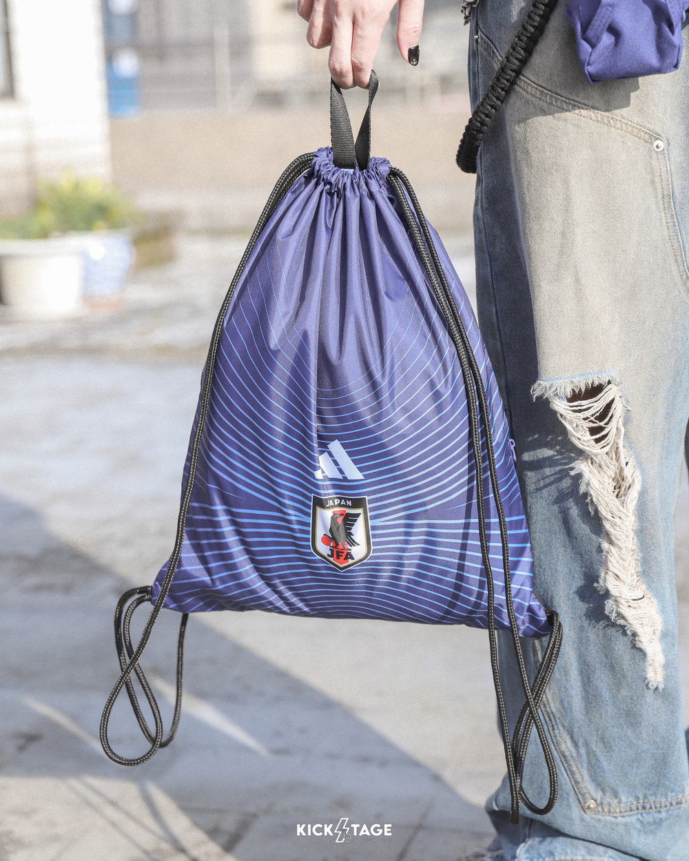 男款 ADIDAS JFA BAG 藍色 日本主場 足球 雙面 抽繩 收納 束口包【KC0755】ADFIFA