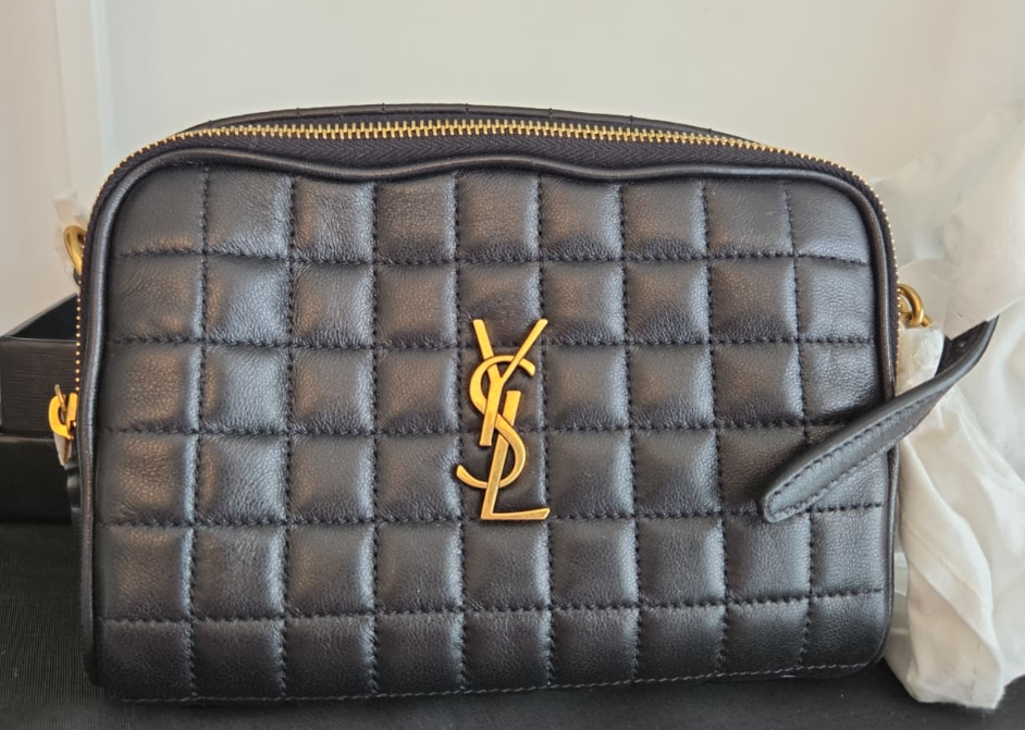 UK121 YSL格仔金色Logo CrossBody Bag 764809 AABVP 1000 18.5 x 13 x 5.5 cm