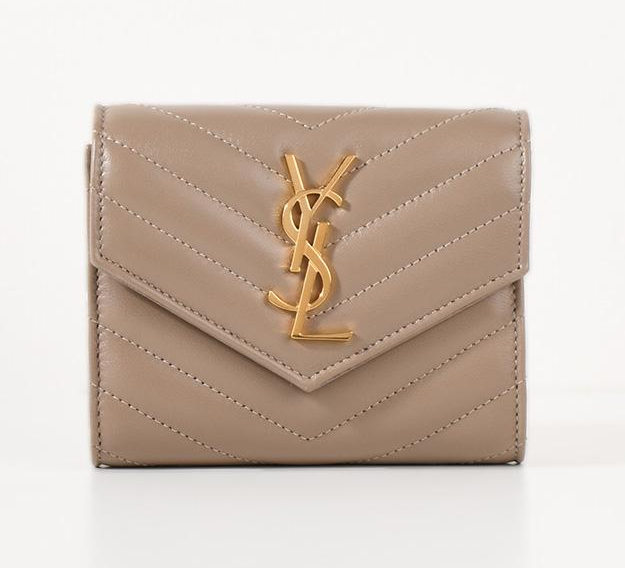 UK118 YSL Cassandre信封形絎縫銀包 - Dusty Grey 40394 AAA44 1722 12 x 10 cm