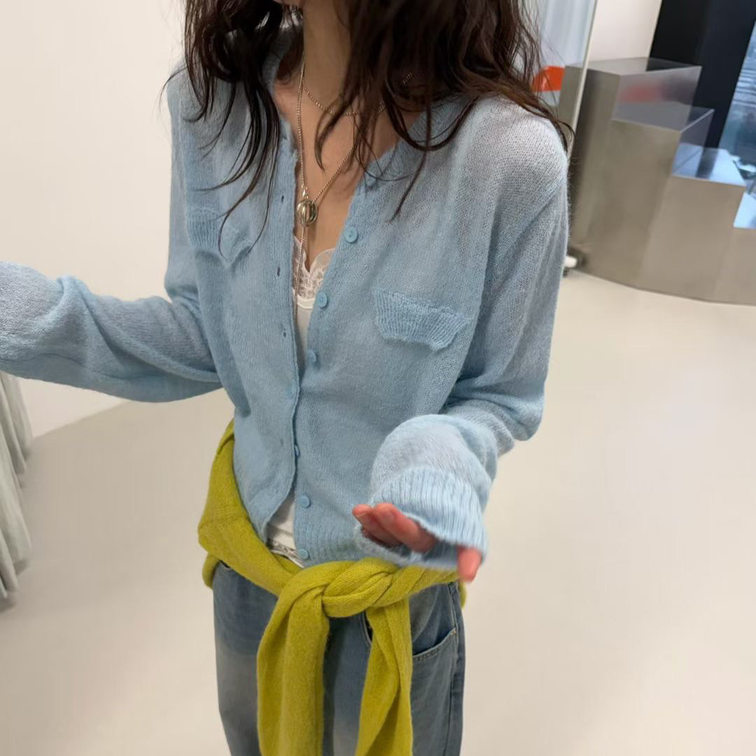 早春繽紛多色系圓領排釦羊毛罩衫外套 / 7色