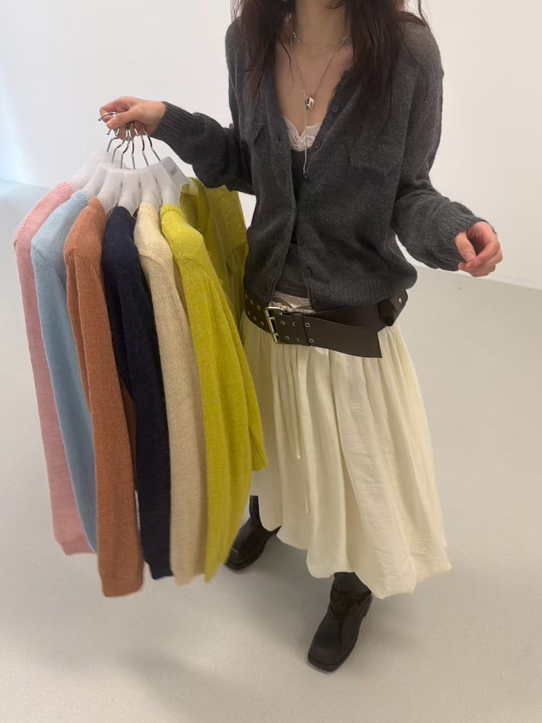 早春繽紛多色系圓領排釦羊毛罩衫外套 / 7色