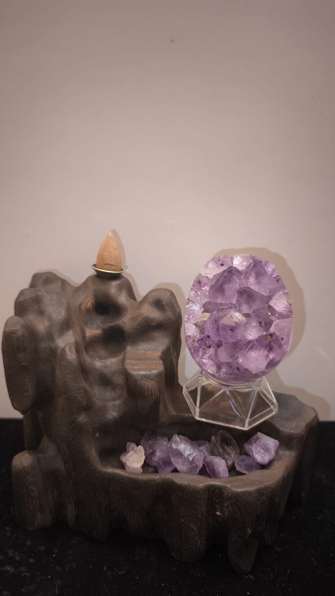 0202CT25-水晶飾物CT- 紫晶蛋+倒流香套裝 [只限1件] (C25)