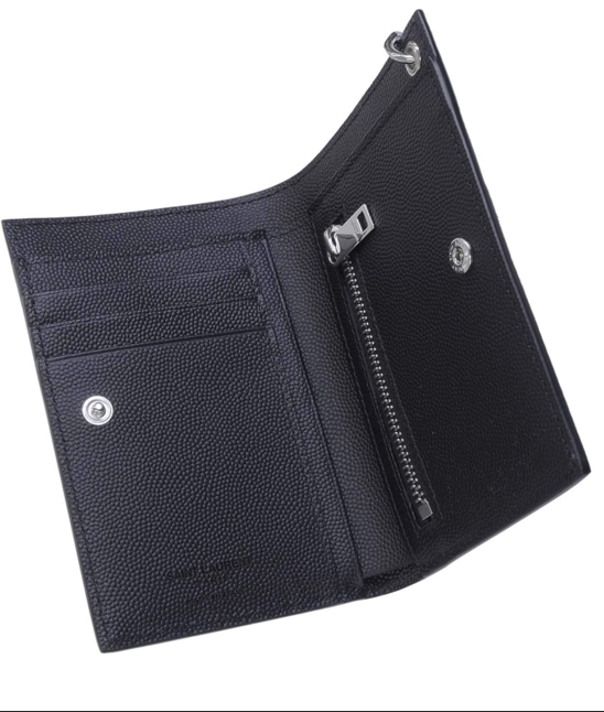 UK112 YSL 防刮皮鏈條銀包 - 黑色 584104 BTY0N 1000 13 x 8.5 cm