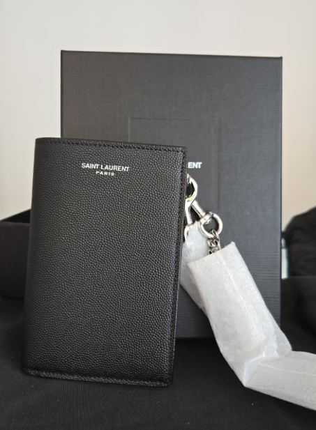 UK112 YSL 防刮皮鏈條銀包 - 黑色 584104 BTY0N 1000 13 x 8.5 cm