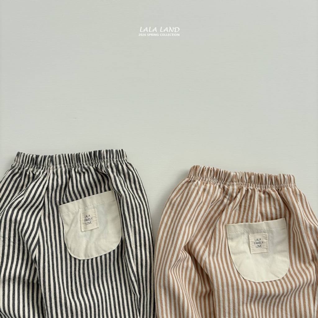 韓國🇰🇷 LALA LAND 直條拼接口袋休閒褲(XS-XL)