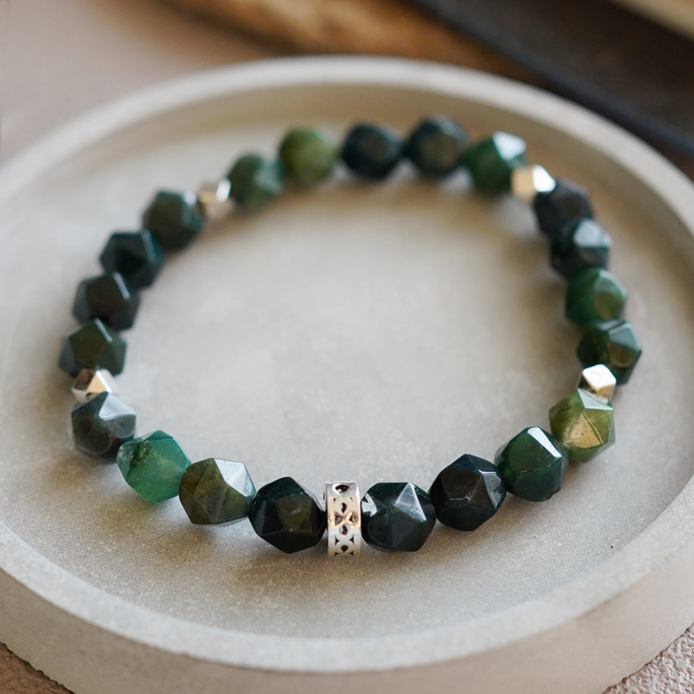 綠爵純銀手鍊(綠瑪瑙)SB085| 男生手鏈 招財水晶串珠  男士禮物 男生串珠 情人節禮物 情侶手鍊 新年禮盒