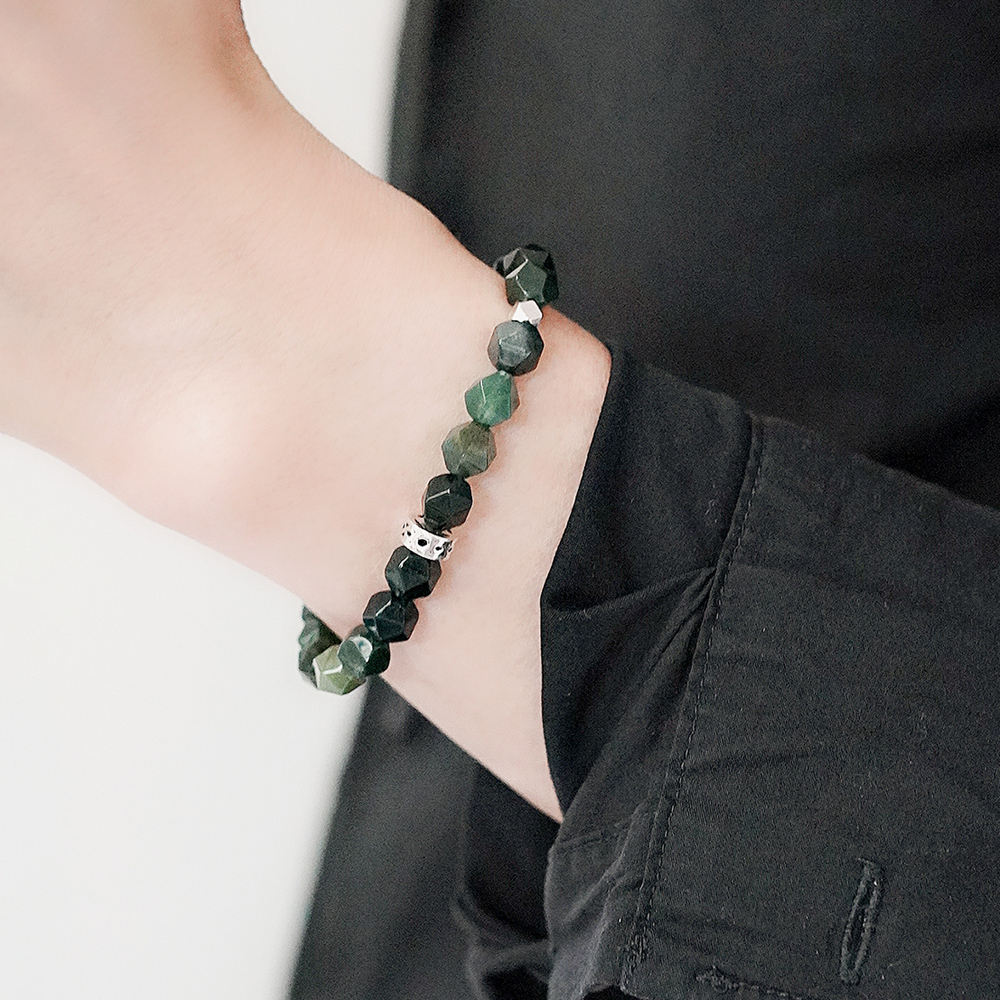 綠爵純銀手鍊(綠瑪瑙)SB085| 男生手鏈 招財水晶串珠  男士禮物 男生串珠 情人節禮物 情侶手鍊 新年禮盒