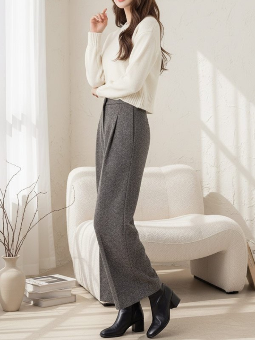 Penny 後鬆緊打褶寬褲 [ 2色 / Free,L ]