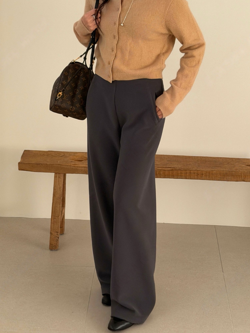 Olive 修身收腰休閒寬褲 [ 5色 / Free ]