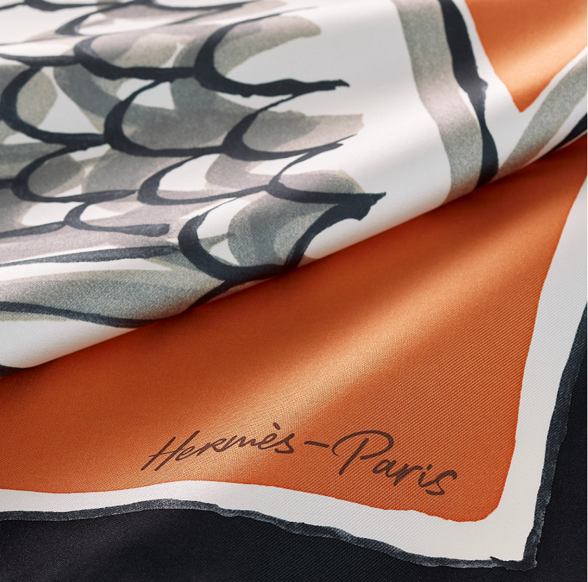 UK059 Hermes Libre Comme Pegase scarf 90 - noir / caramel / anthracite H003802S 13 100% silk 88.5 x 88.5 cm