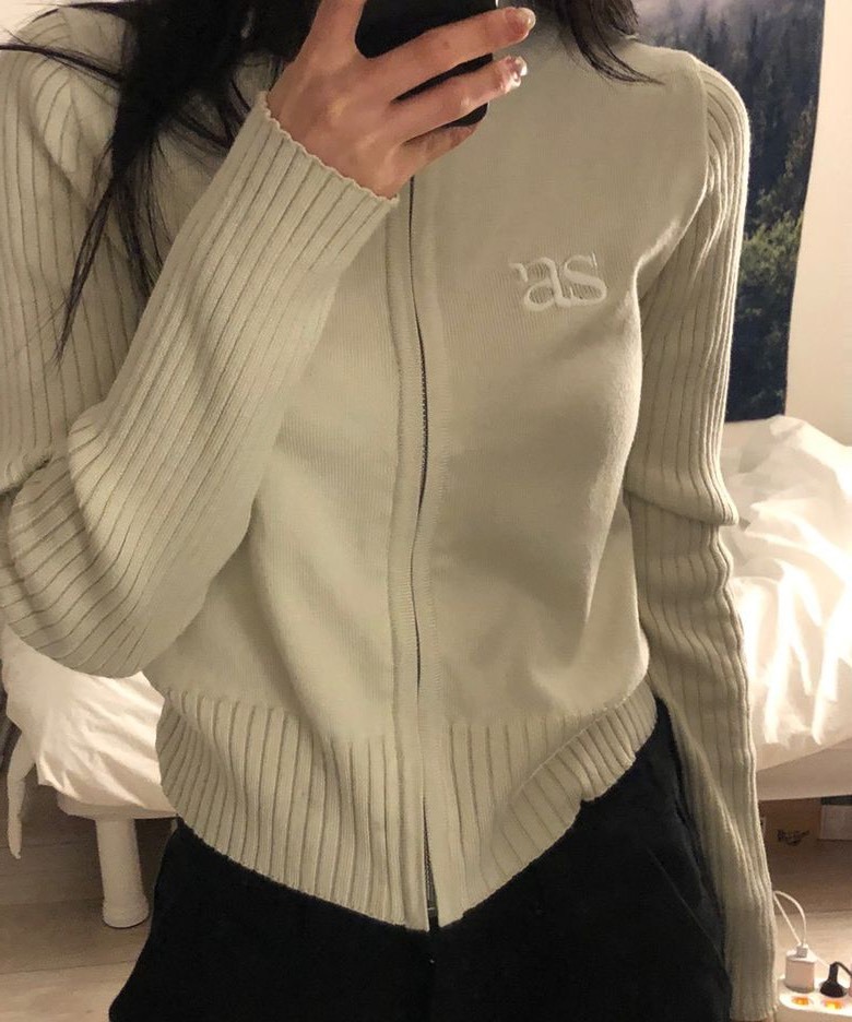 【預購】韓國 ason Maron Knit Zip-up 拉鍊 刺繡Logo 高領 針織 毛衣