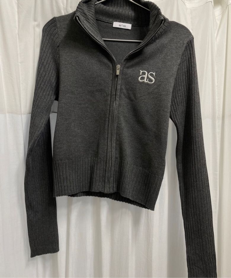 【預購】韓國 ason Maron Knit Zip-up 拉鍊 刺繡Logo 高領 針織 毛衣