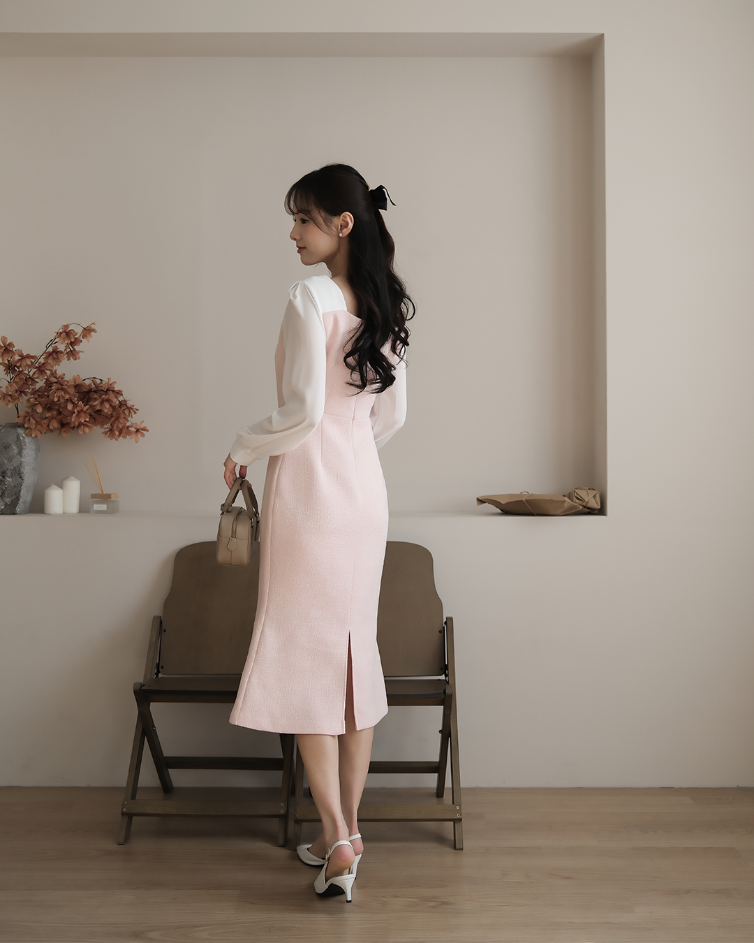 【🌸早春新品 】Clementine初春質感雪紡袖洋裝 ( 2 colors )