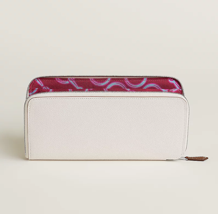 UK024 Hermes Silk'In Classique long wallet - Gris Pâle / Rubis H084699CKAA 20 x 11.5 cm