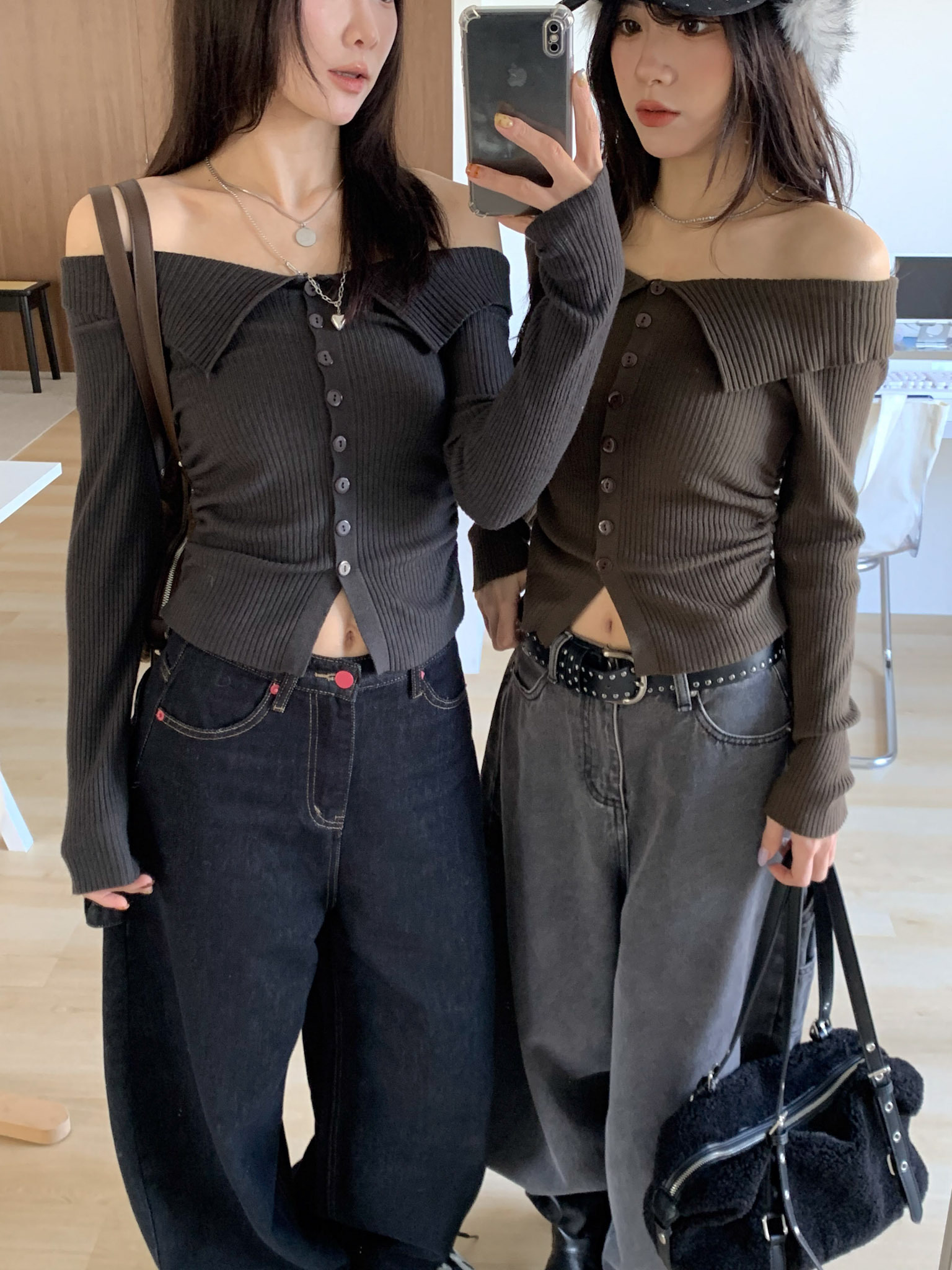 ISA_迷人線條 本期必買一字領排釦側抓皺上衣_61035