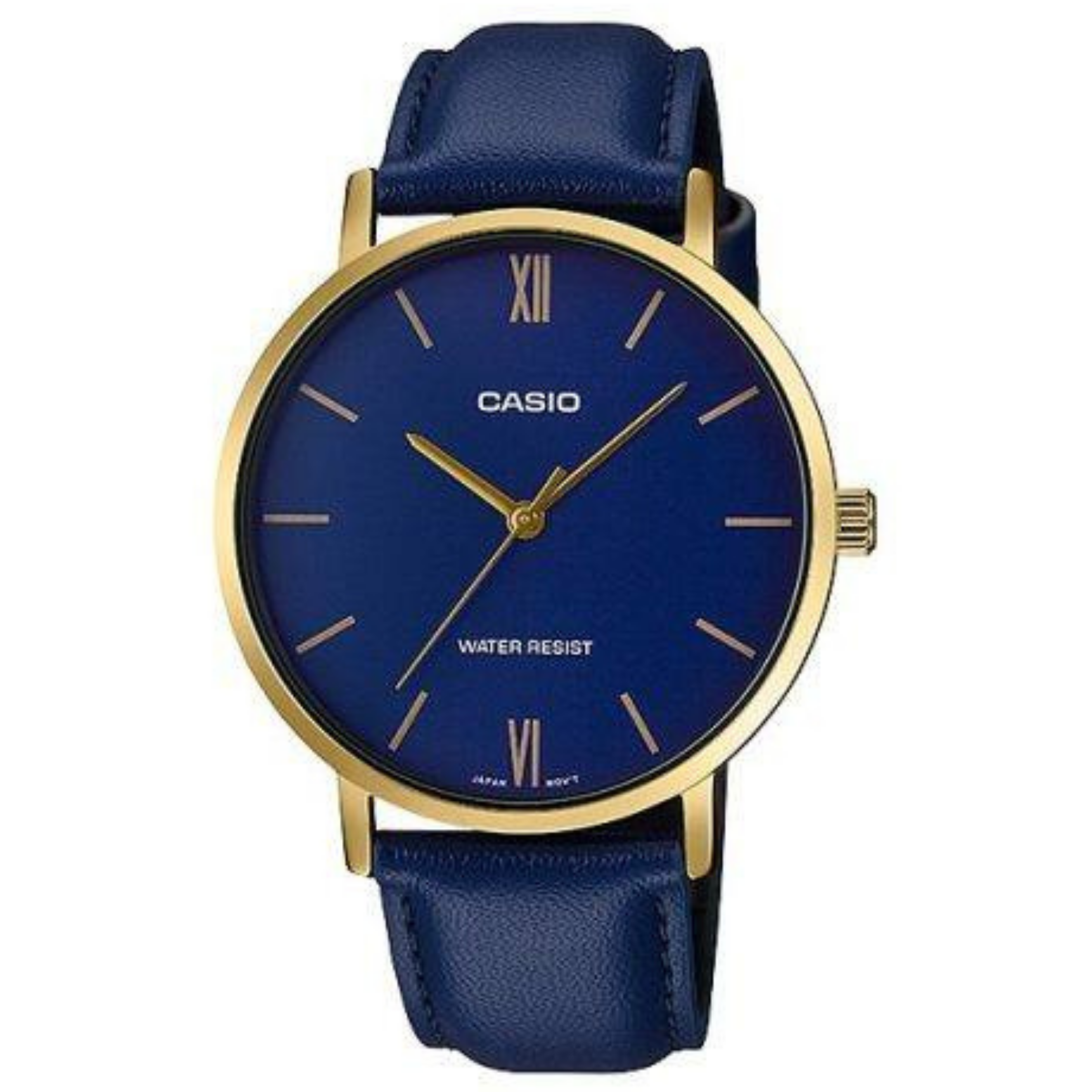 【CASIO 卡西歐】簡約質感 易讀螢幕 簡易設定 大錶面 經典皮革 腕錶 手錶 MTP-VT01GL-2B