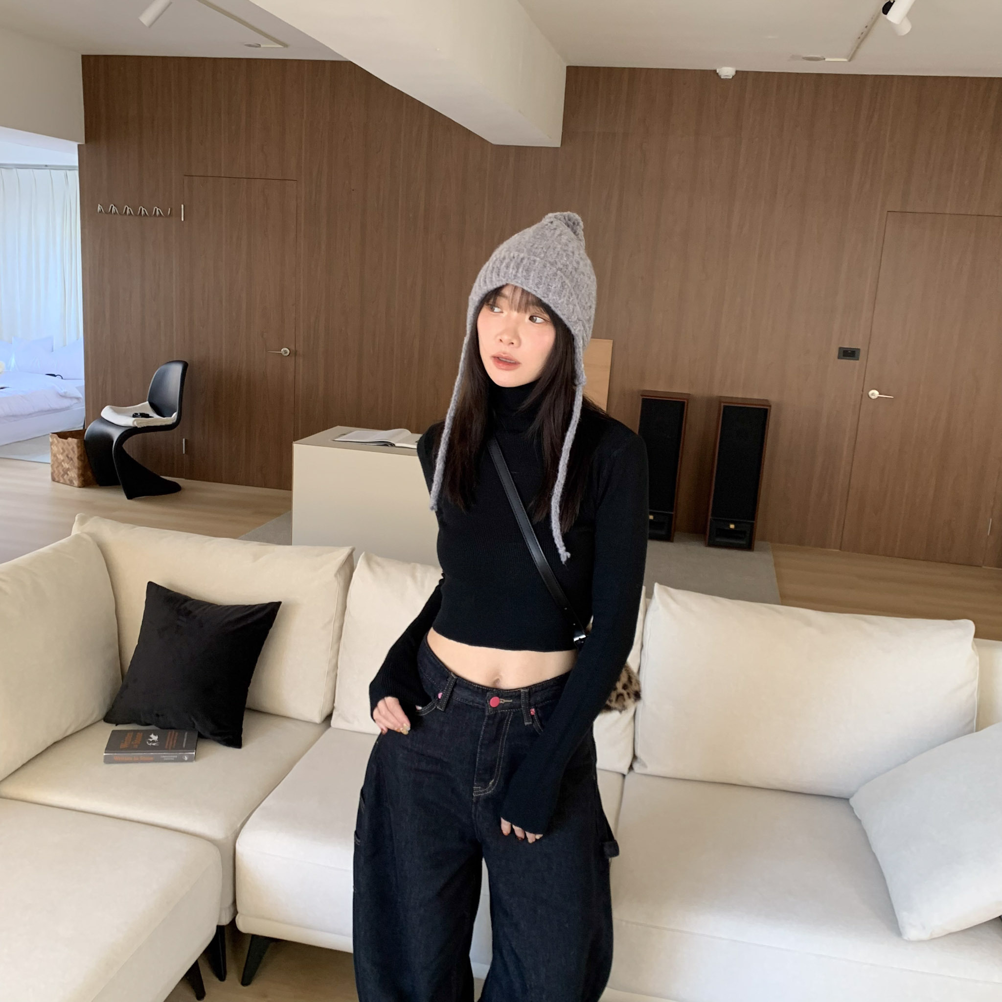 ISA_baby skin! 超Q彈高領坑條打底上衣_61040