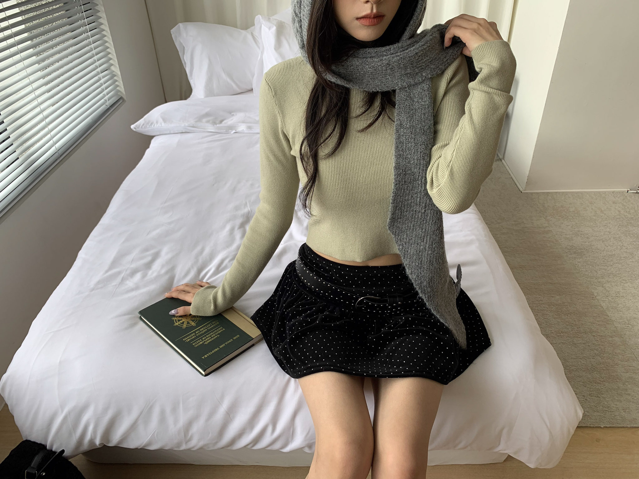 ISA_baby skin! 超Q彈高領坑條打底上衣_61040