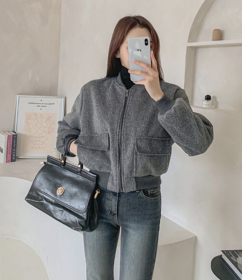 Meroy 短版拉鍊套裝飛行外套 [ 2色 / Free ]