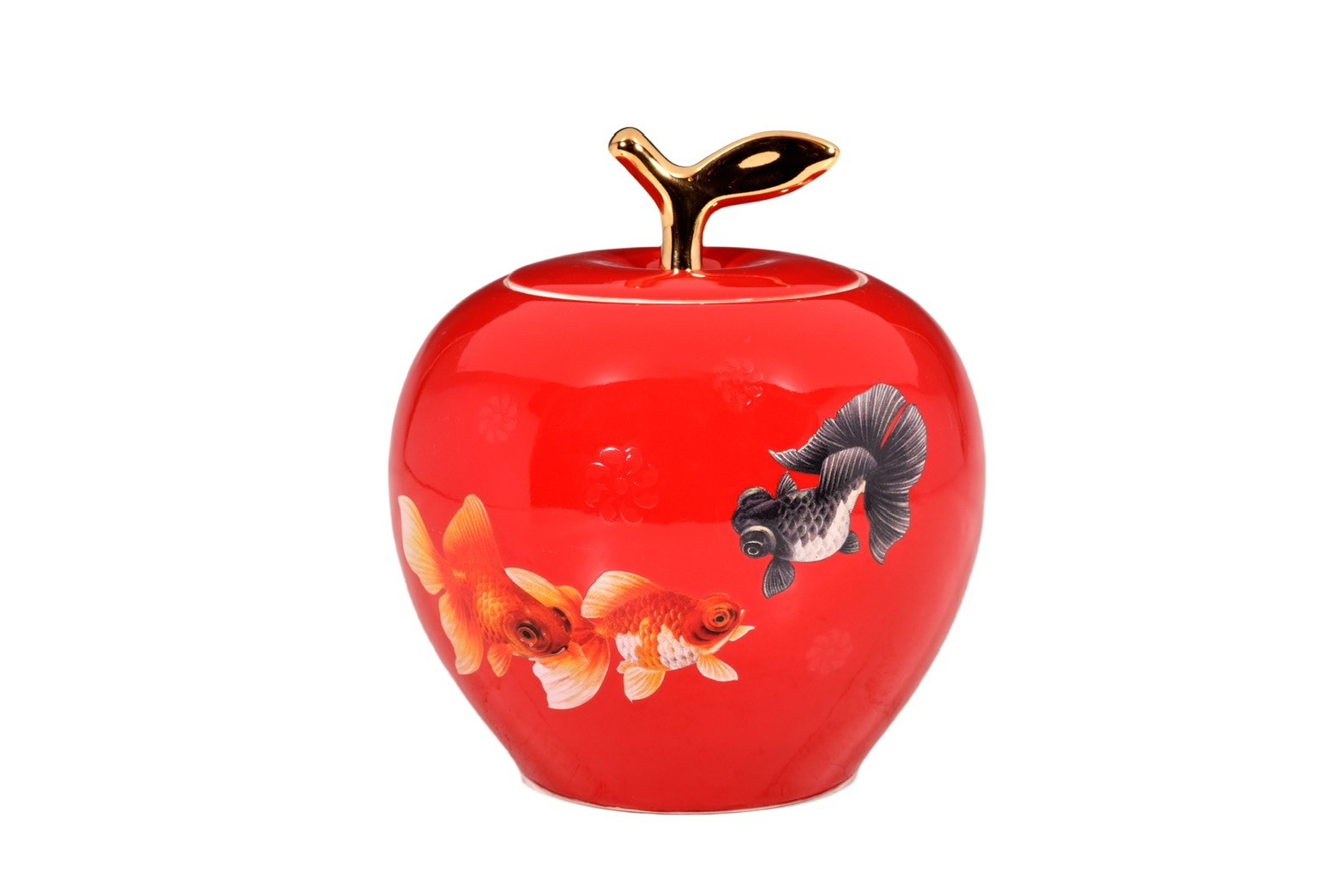 4.5吋上金洋紅釉平安聚寶蓋罐