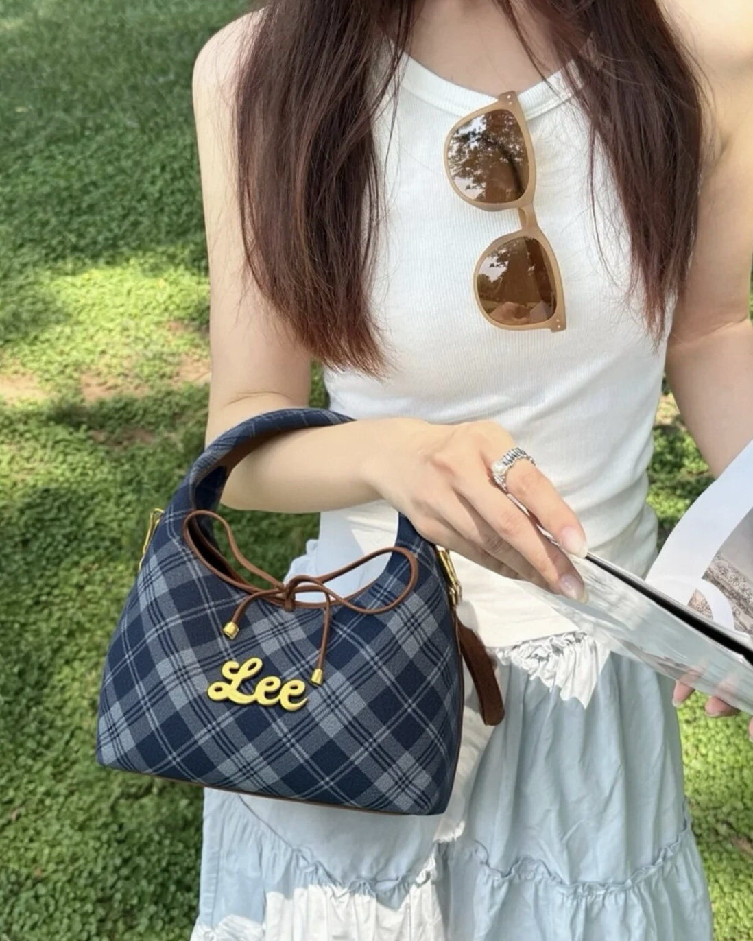 Lee 偵探少女系列 單肩包 手提包 英倫風 格紋 復古 共3色