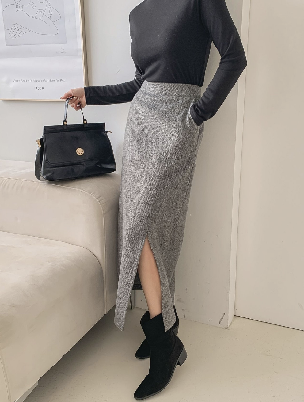 Meroy 側開衩套裝長裙 [ 2色 / Free ]