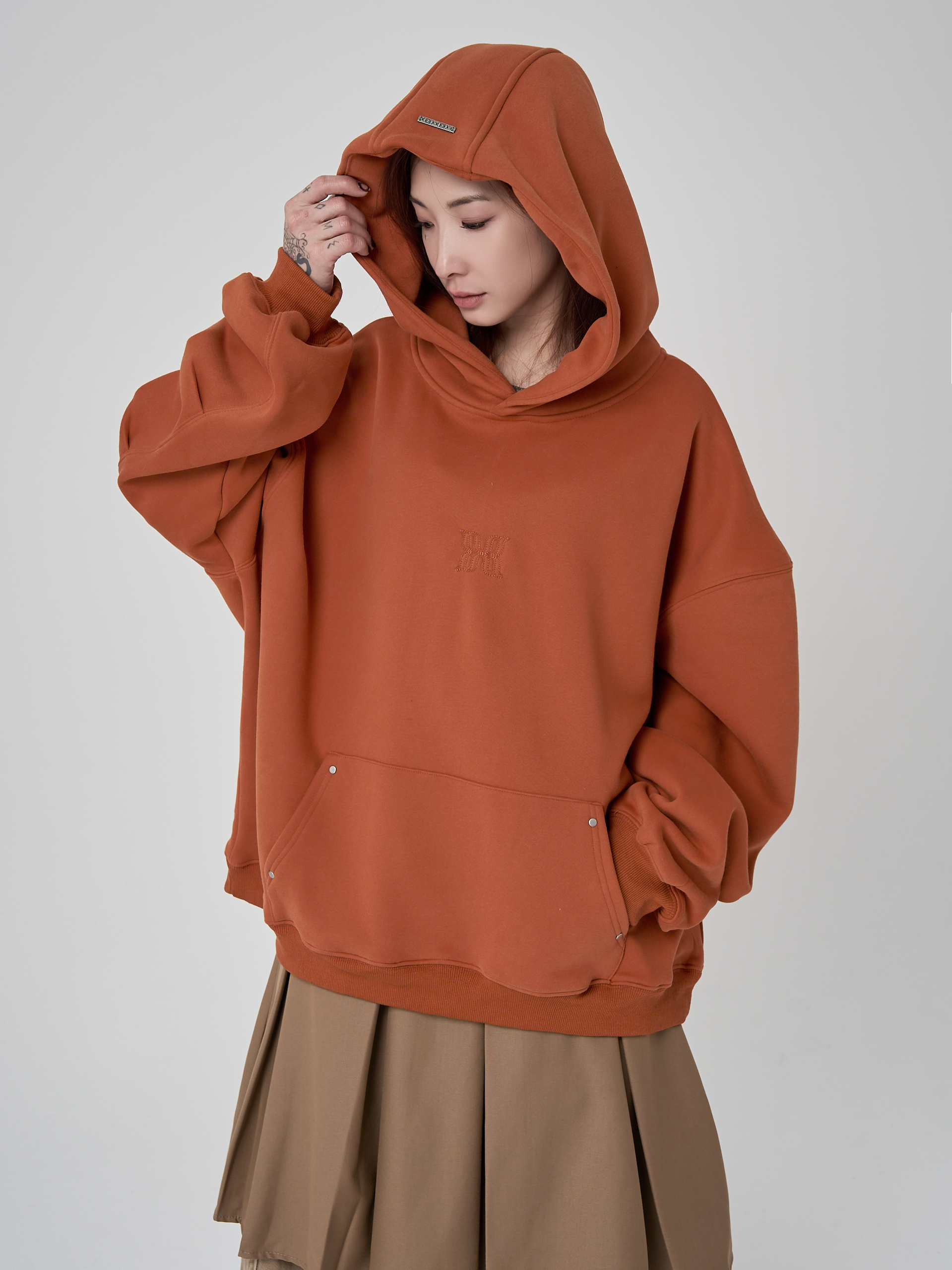 Silent Structure Knot Hoodie — Orange