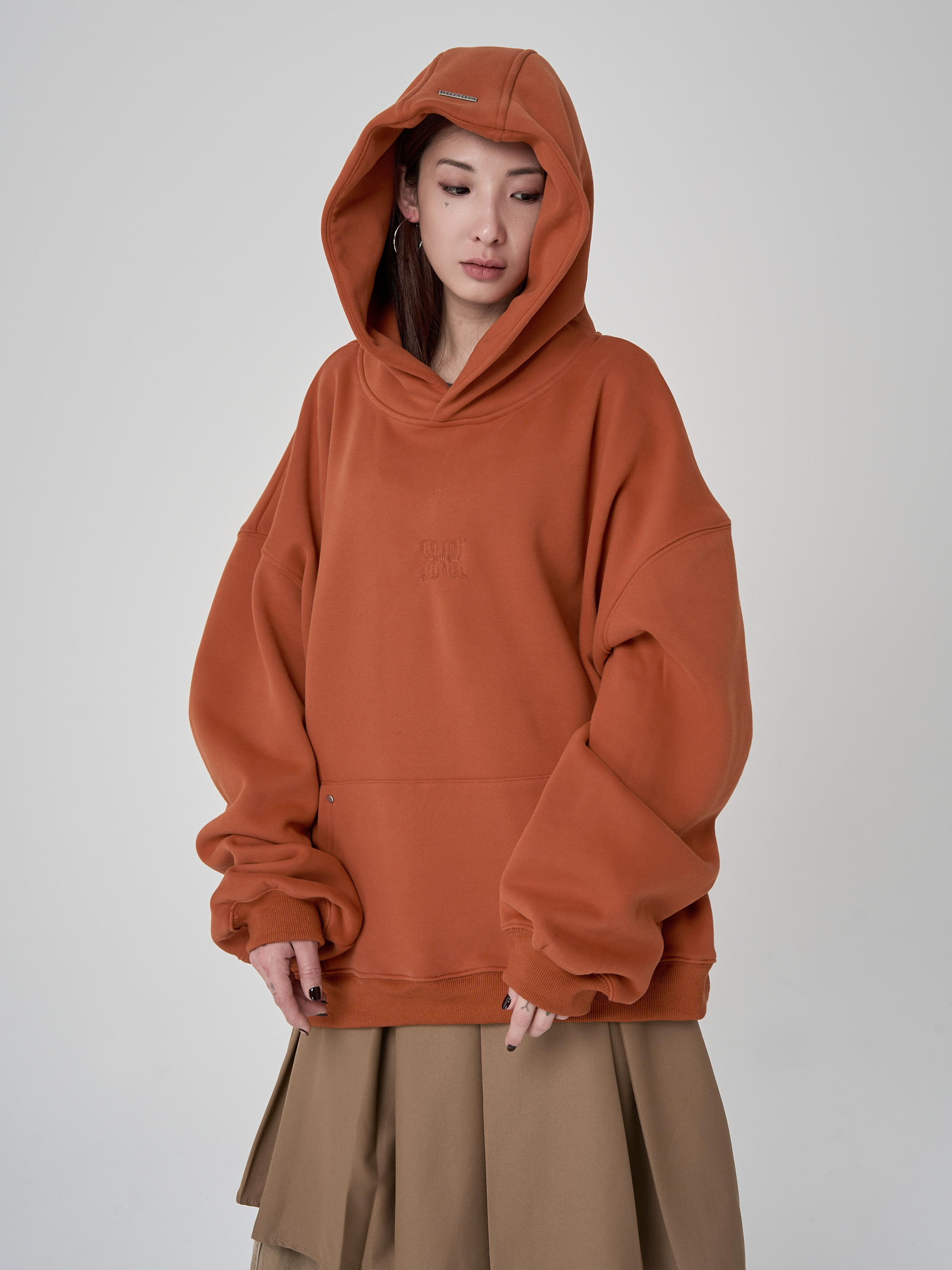 Silent Structure Knot Hoodie — Orange