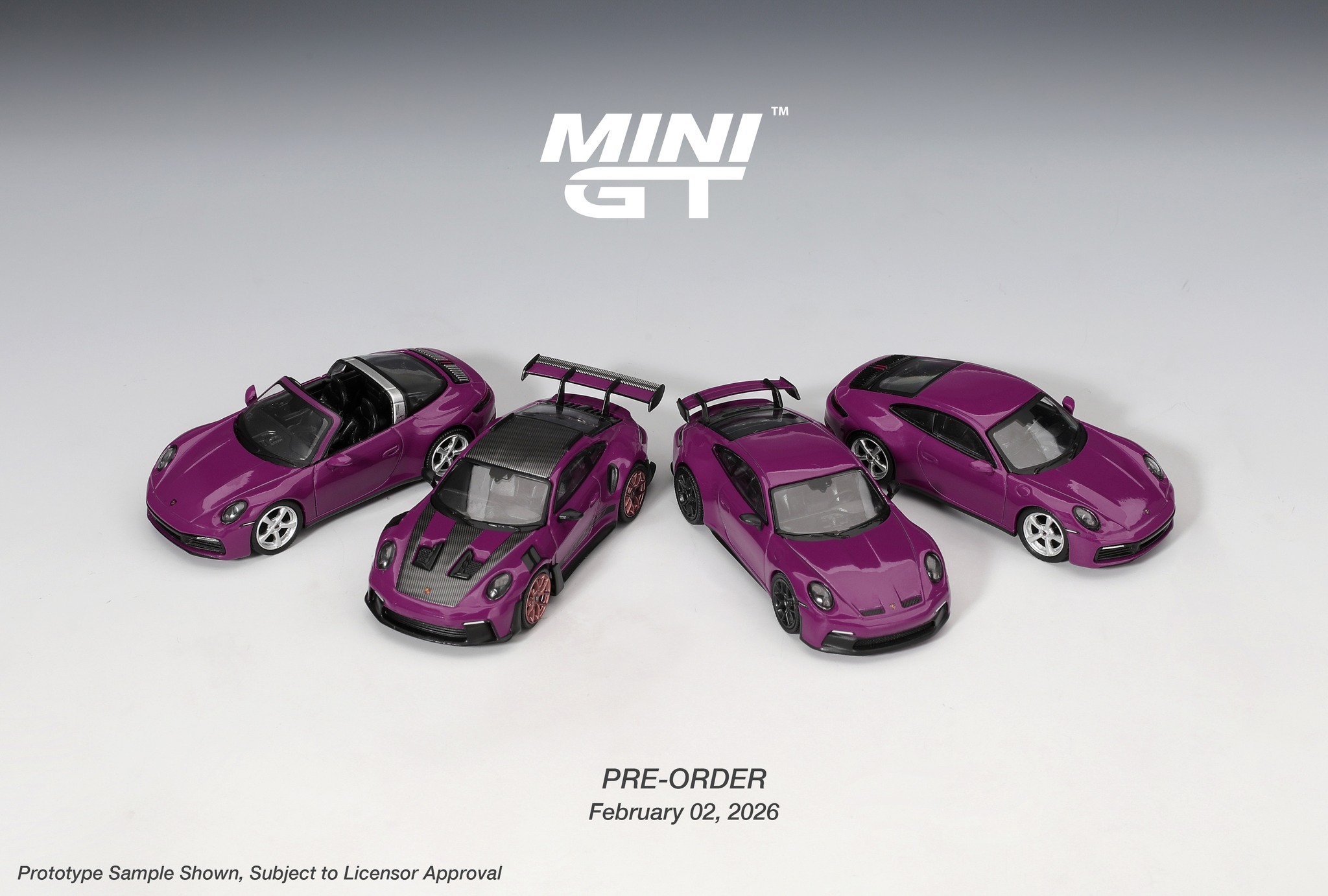 預訂: 1/64 MINI GT Porsche 911 (992.1) Rubystone Red Set  (MGTS0021)