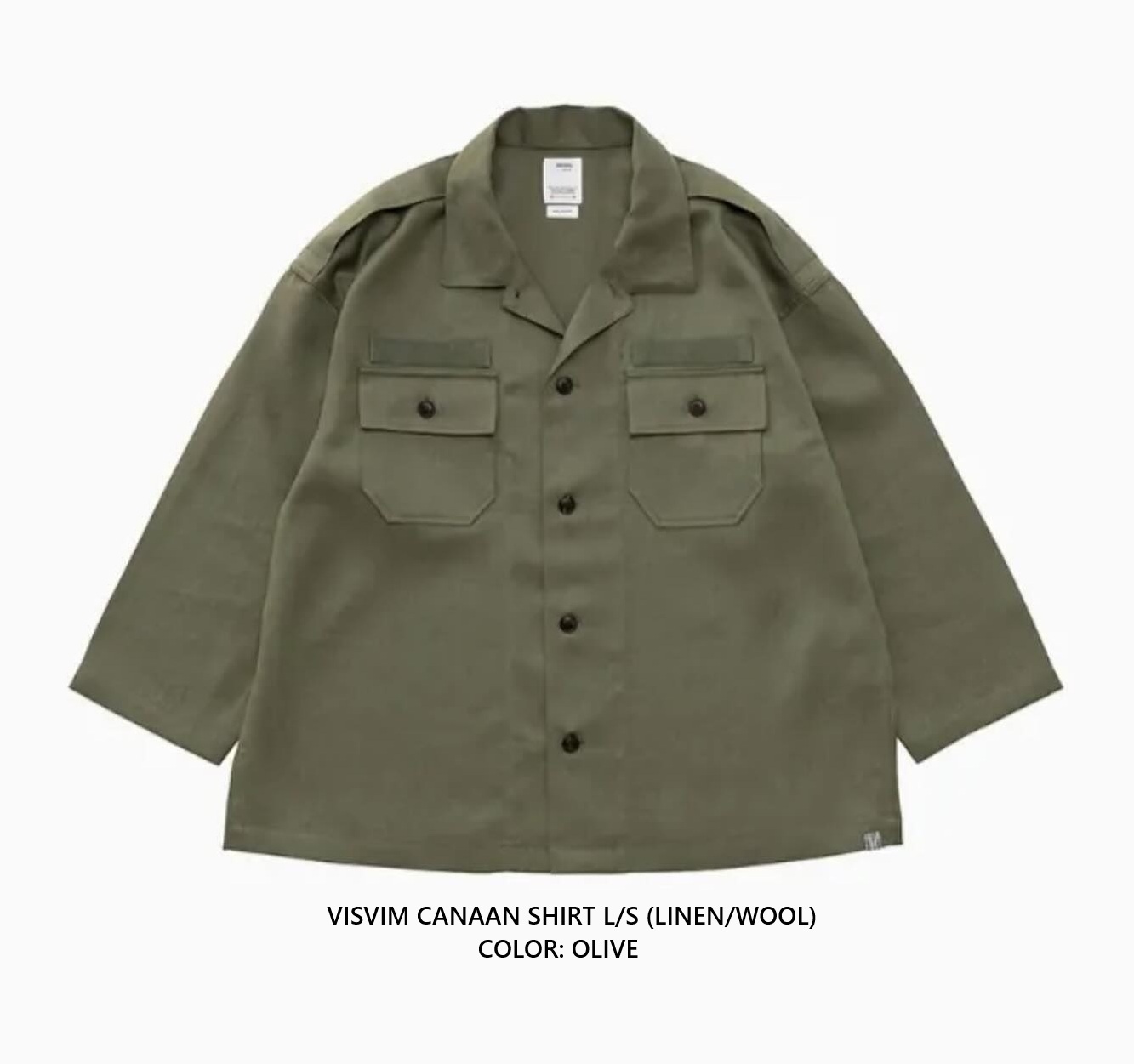 VISVIM CANAAN SHIRT L/S (LINEN/WOOL) (( USED A )) 中古美品 - OLIVE SIZE 4 PRE ORDER ITEM (預訂中)