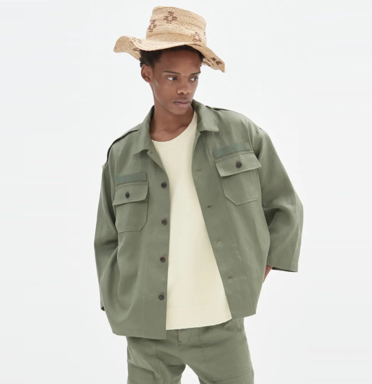 VISVIM CANAAN SHIRT L/S (LINEN/WOOL) (( USED A )) 中古美品 - OLIVE SIZE 4 PRE ORDER ITEM (預訂中)