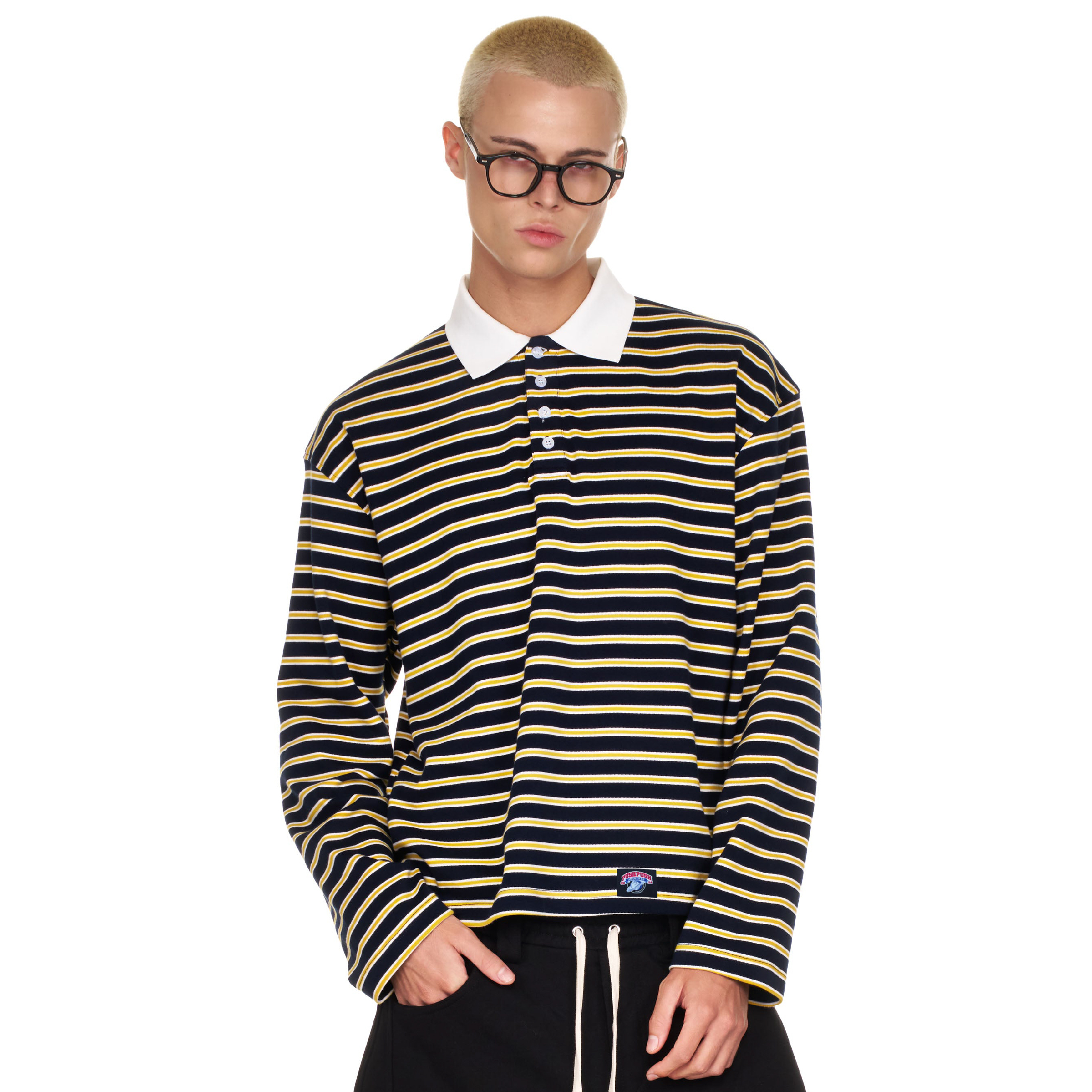 PUSH PUSH Rugby Polo Shirt 條紋長袖Polo衫