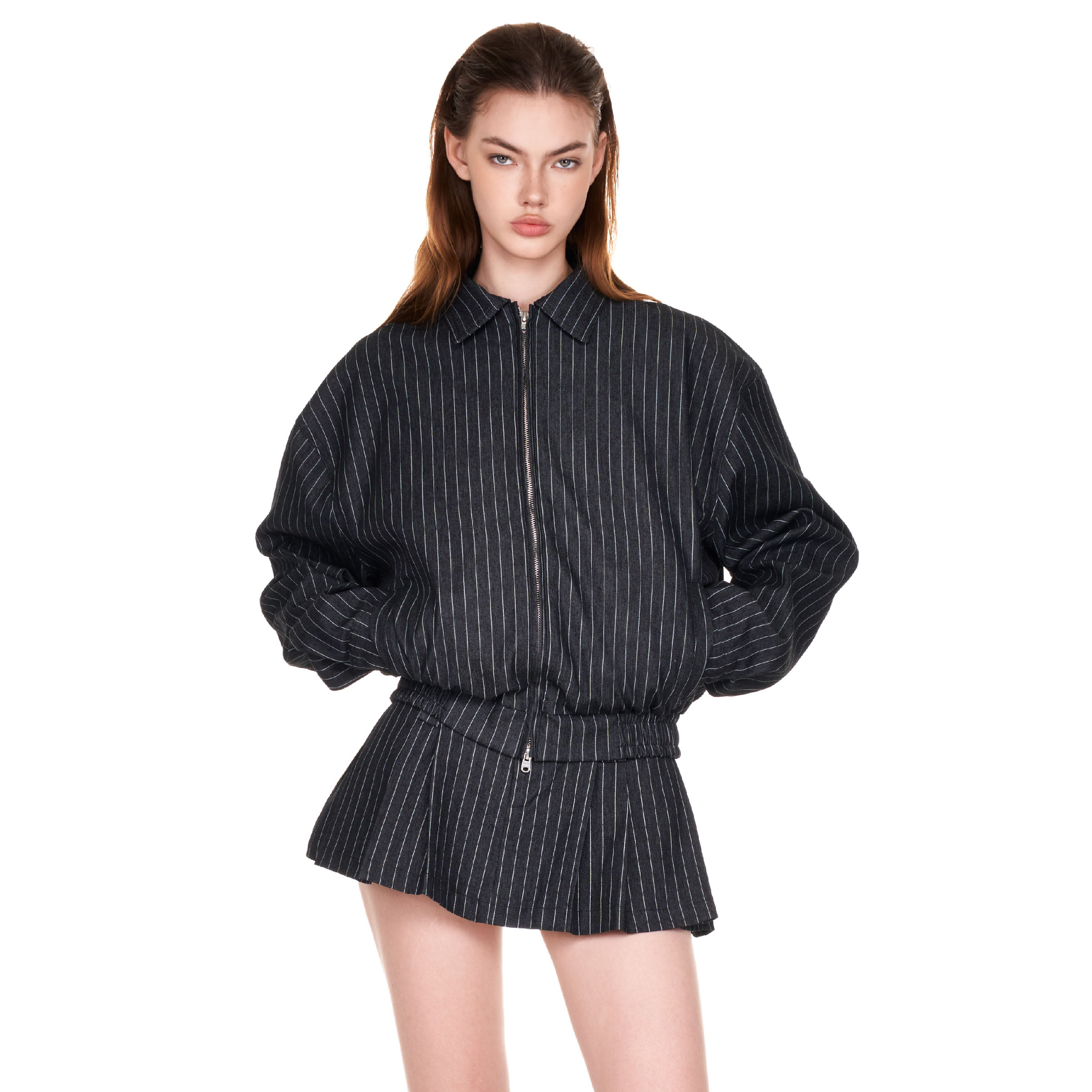 PUSH PUSH Heritage Zip Jacket 水洗牛仔 條紋 拉鍊外套