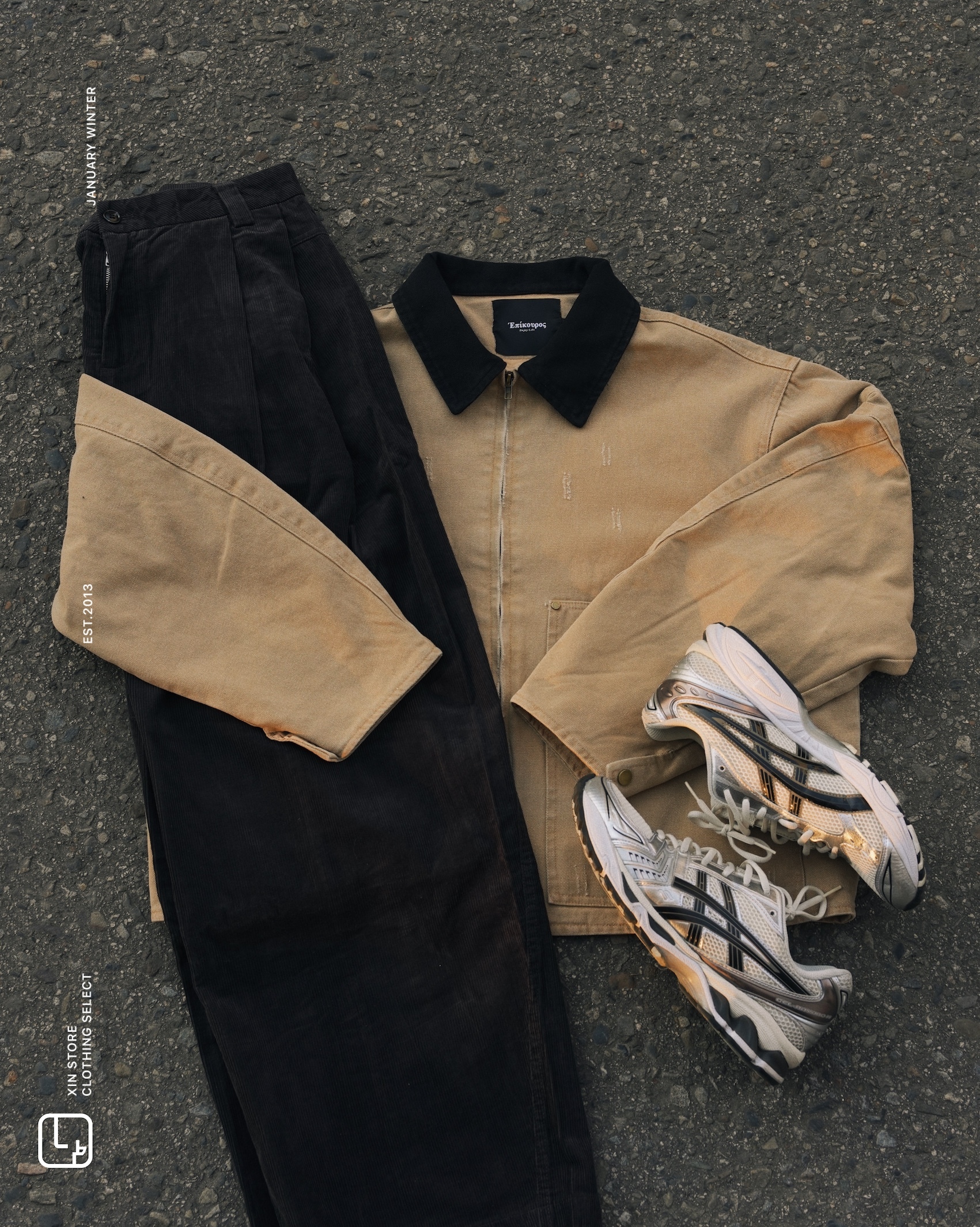 XIN SELECT 水洗 仿舊 翻領 夾克 底特律外套 兩色