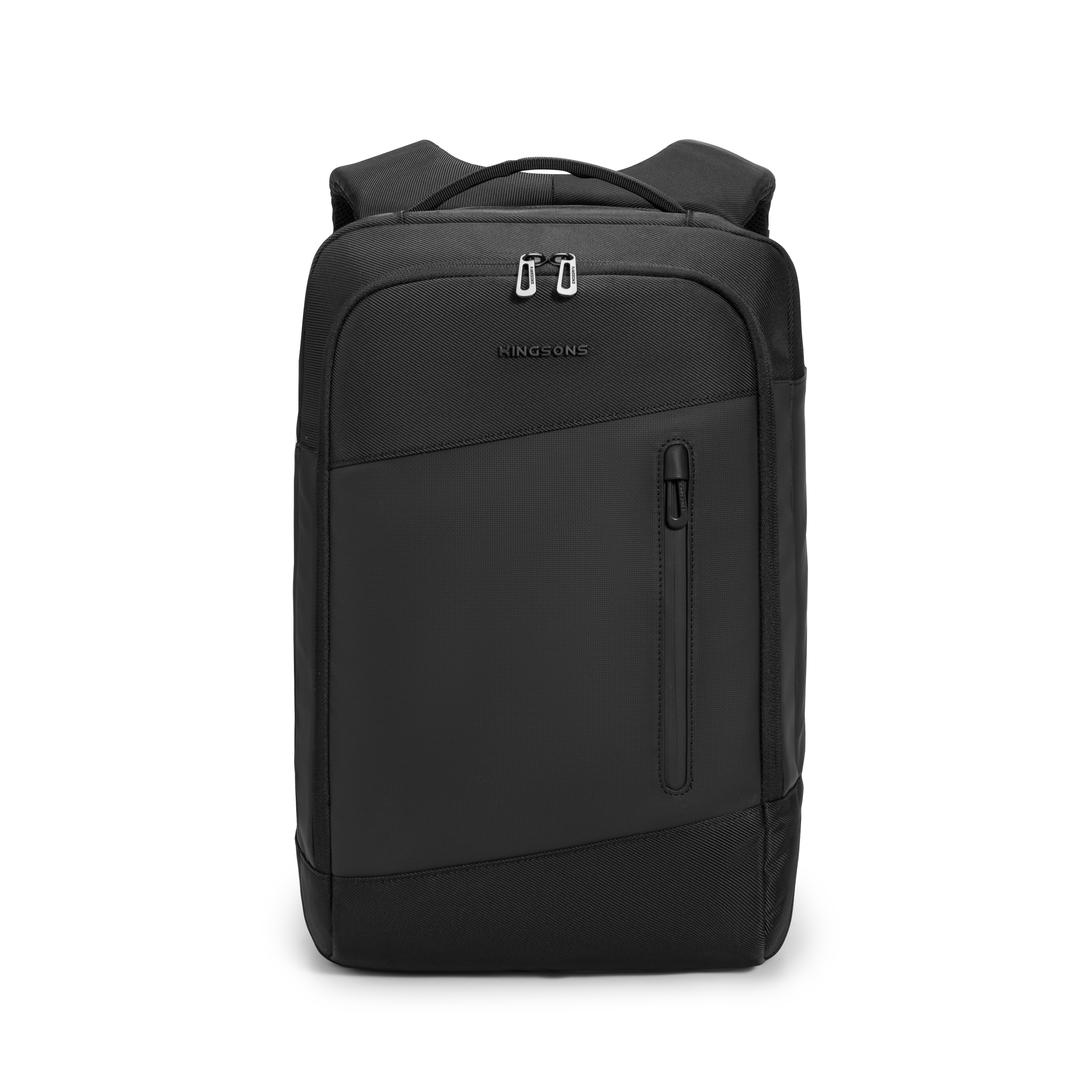 【KINGSONS】城市商旅|拼接雙層後背包 黑色 KS25460