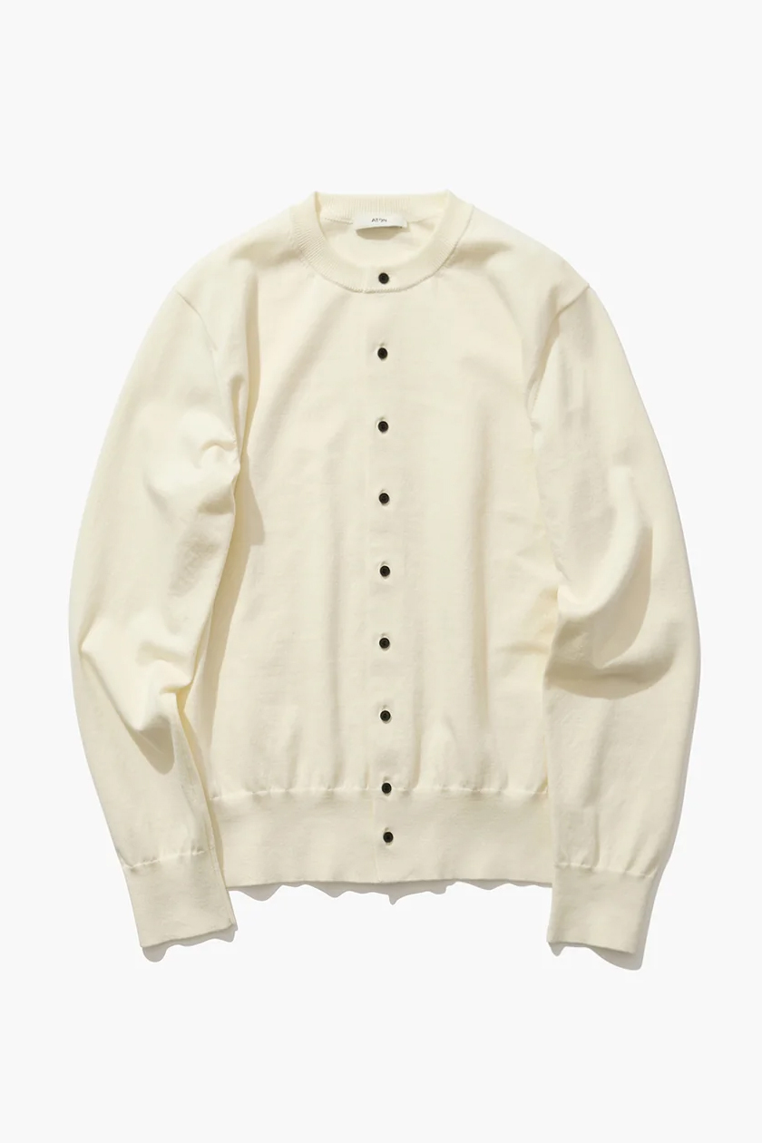 ATON FINE COMPACKT COTTON CREWNECK CARDIGAN (2COL)