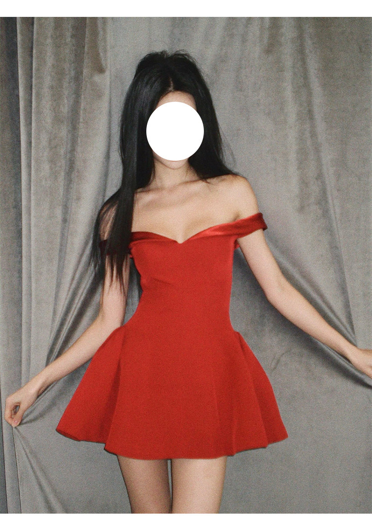 絲緞拼接 收腰小洋裝