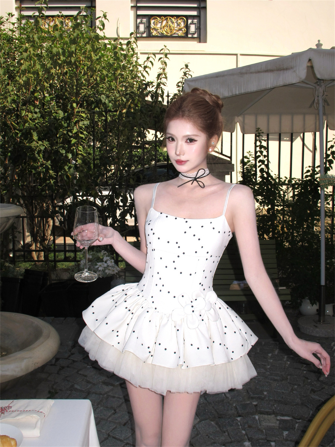 波點網紗蓬蓬公主小洋裝