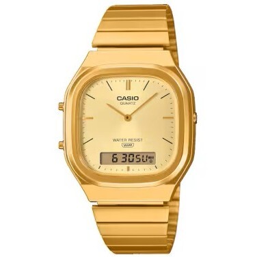 【CASIO 卡西歐】潮流復古 自動日曆 兩地時間 計時碼錶 雙顯 中性 指針錶 手錶 AQ-240EG-9A