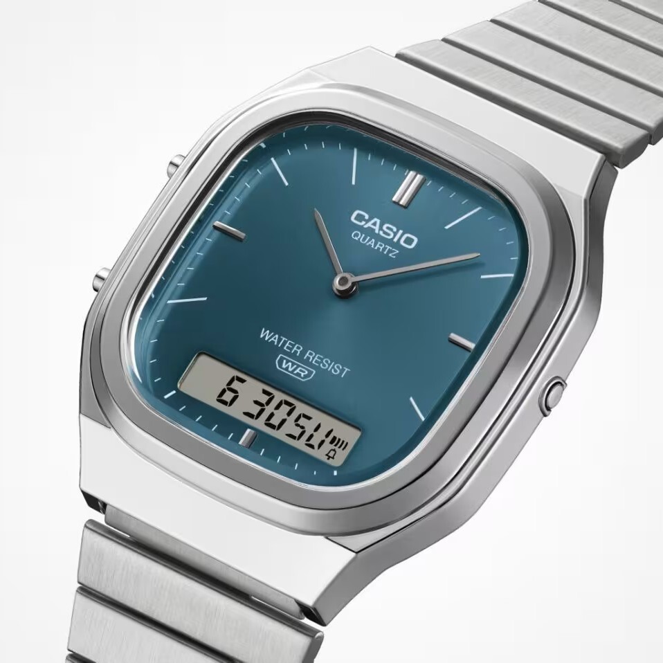 預購款【CASIO 卡西歐】潮流復古 自動日曆 兩地時間 計時碼錶 雙顯 中性 指針錶 手錶 AQ-240E-3A