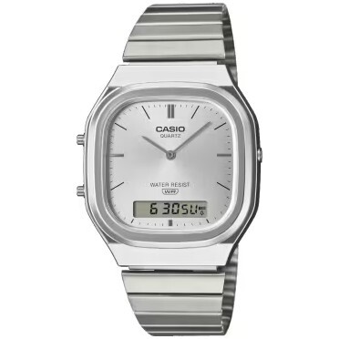 預購款【CASIO 卡西歐】潮流復古 自動日曆 兩地時間 計時碼錶 雙顯 中性 指針錶 手錶 AQ-240E-7A