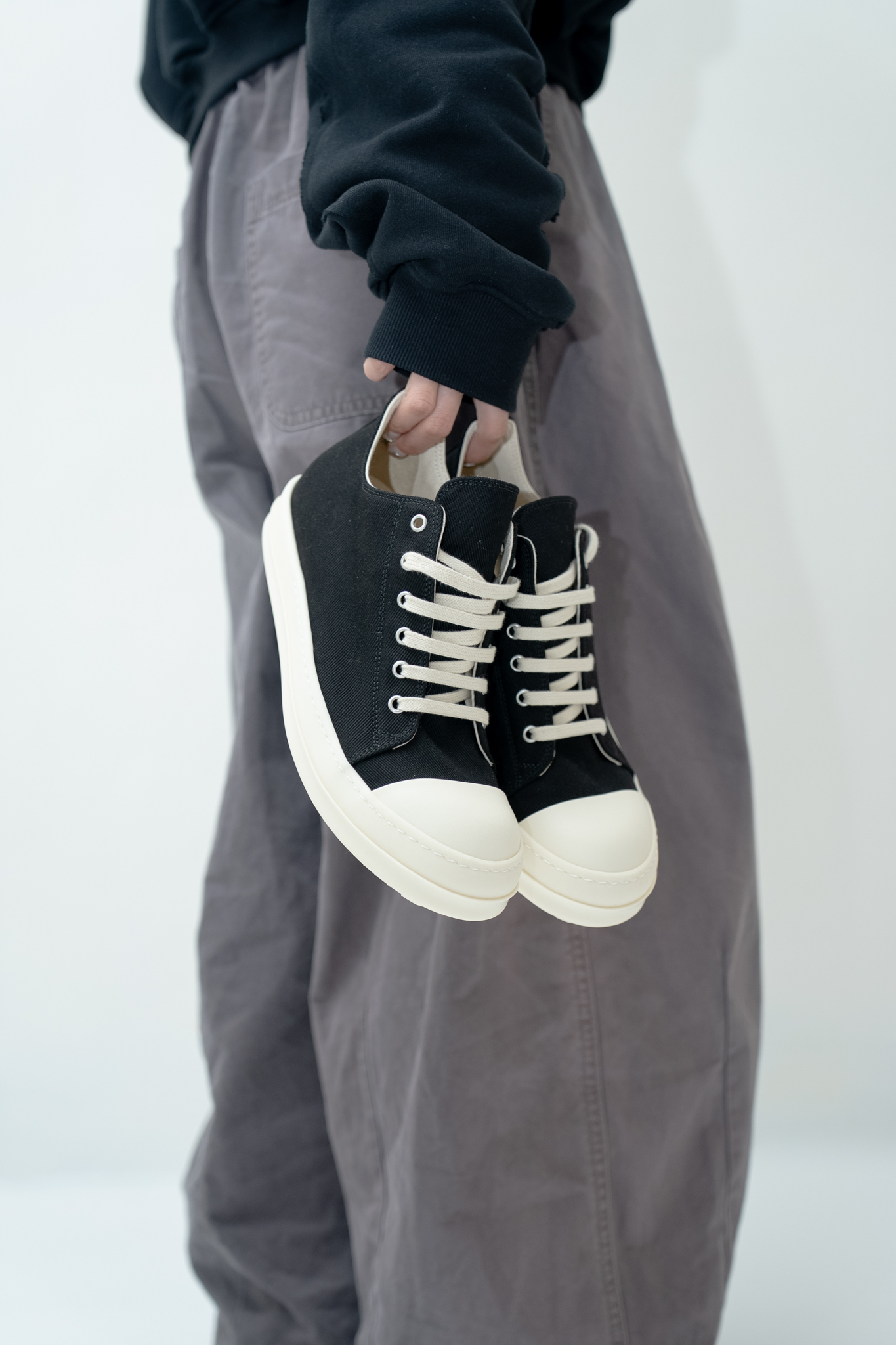 【Focus Store】現貨秒發 Rick Owens DRKSHDW Low Sneaks "Black Milk" 奶油黑色 DU01F4802-DO911