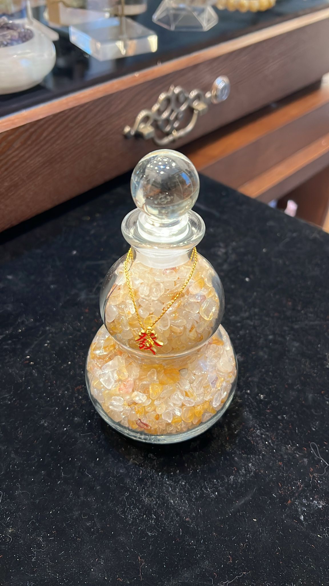 0202CT36-水晶飾物CT- 黃膠花葫蘆 (C36)